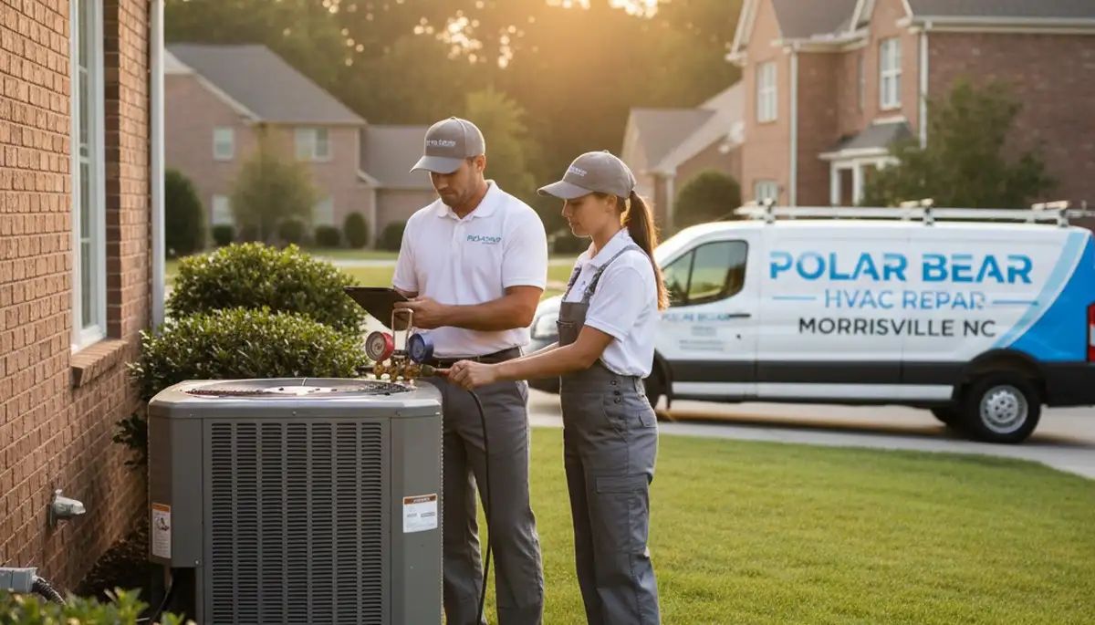 HVAC technician performing residential AC repair service in Raleigh NC